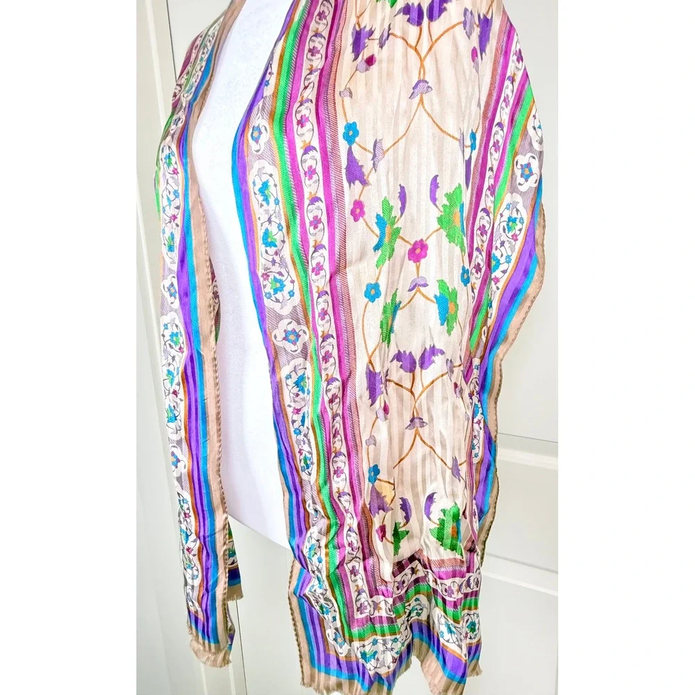 Vintage Oscar de la Renta Floral Silk Blend Scarf Made in Japan